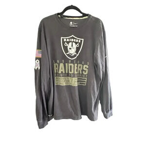 Nike Dri-Fit Gray NFL Team Apparel Las Vegas Raiders Long Sleeve T-Shirt Size XL